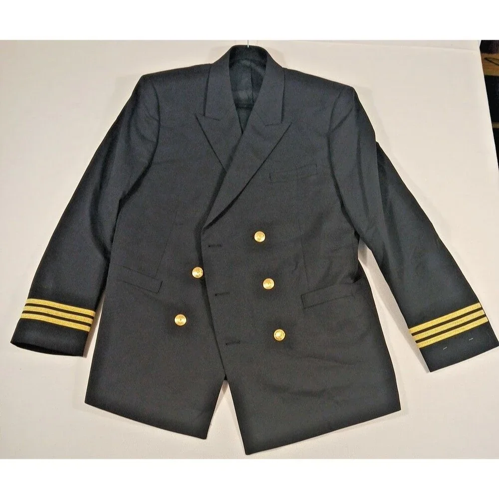 Vintage DELTA AIRLINES Double Breasted Pilot Blazer Made in USA